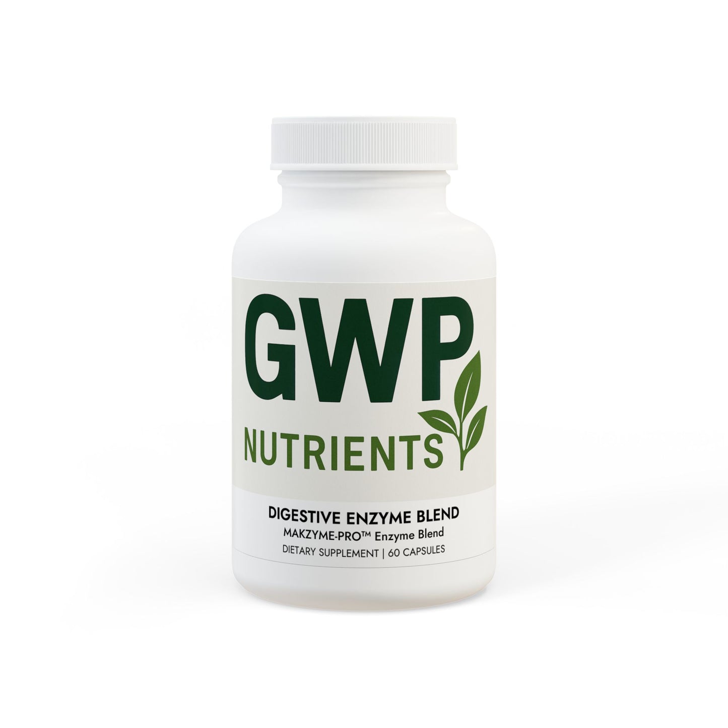 Supplement bottle labeled 'GWP Nutrients' on a white background
