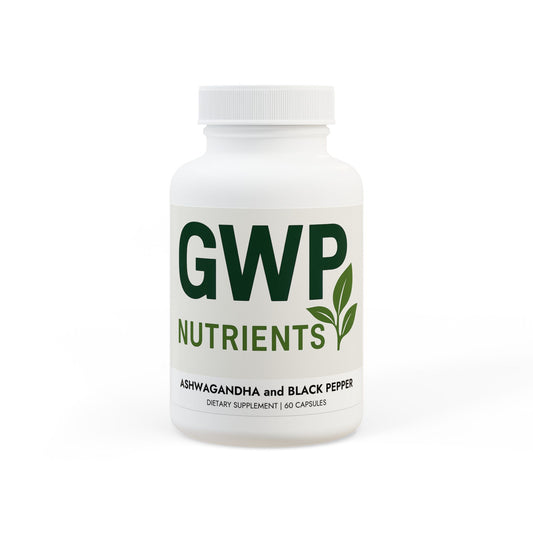 Supplement bottle labeled 'GWP Nutrients' on a white background