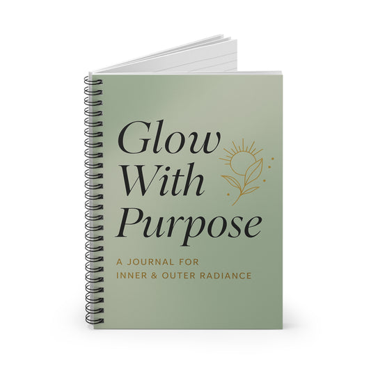 Journal titled 'Glow With Purpose' on a white background